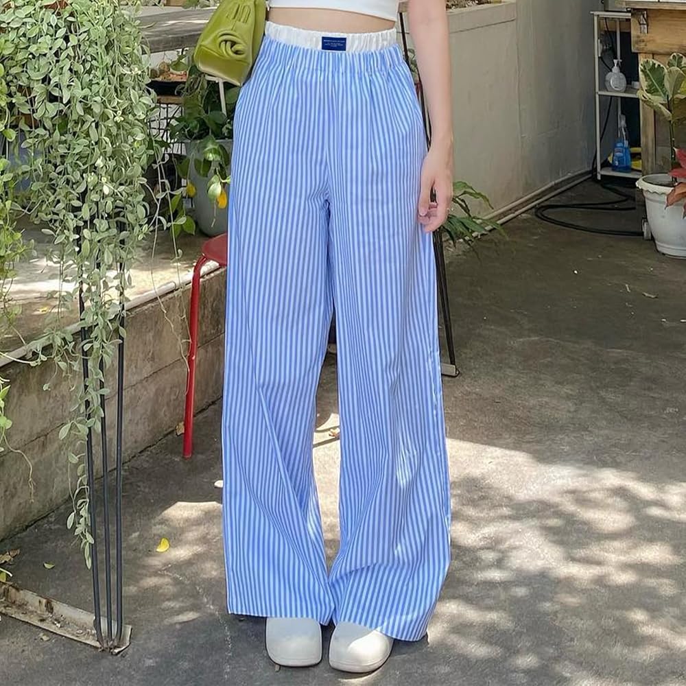 VIP【関税送料無料】希少 ALYSI STRIPED TROUSERS High Rise Trousers - Straight Leg Cuffed, 4473303 | ELOQUII